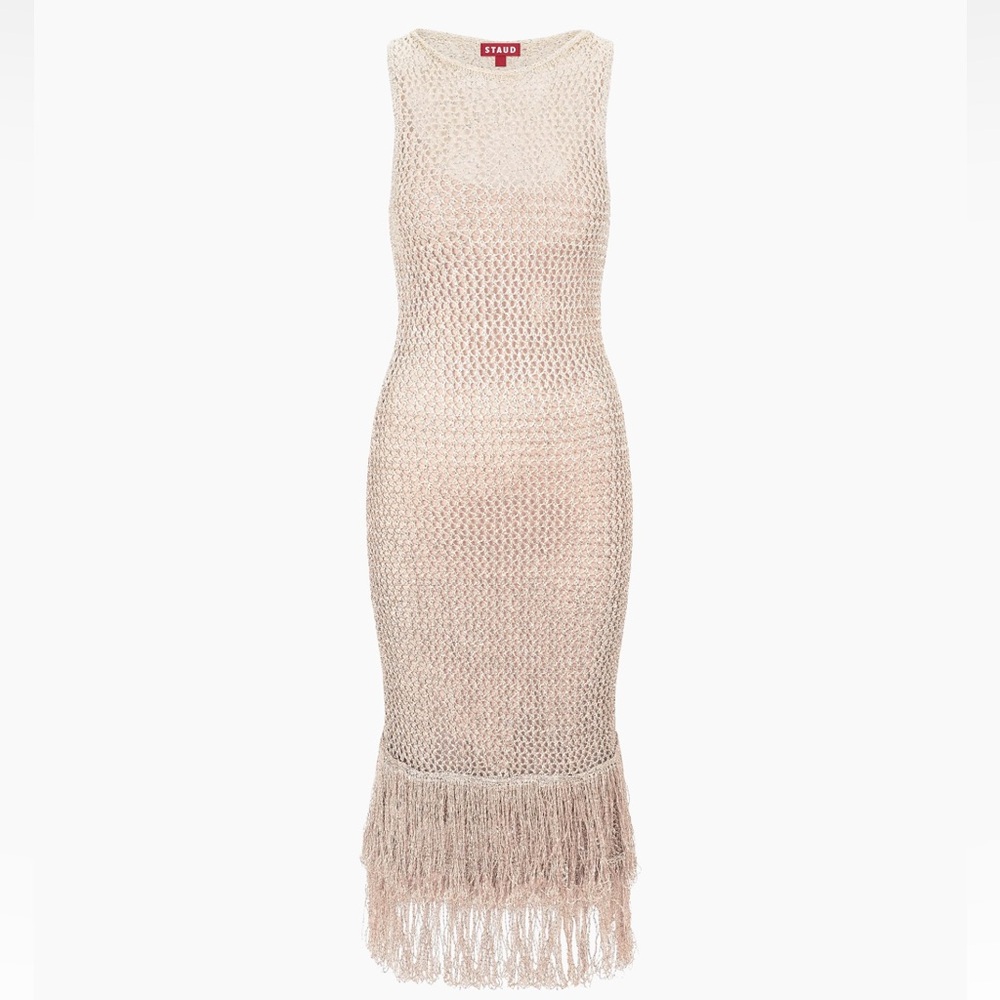 STAUD Constanza sparkle dress in beige NWT